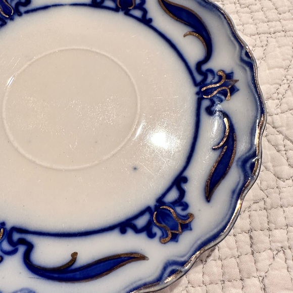 Lotus Saucer Plate by W.H. Grindley Flow Blue - Picture 3 of 5